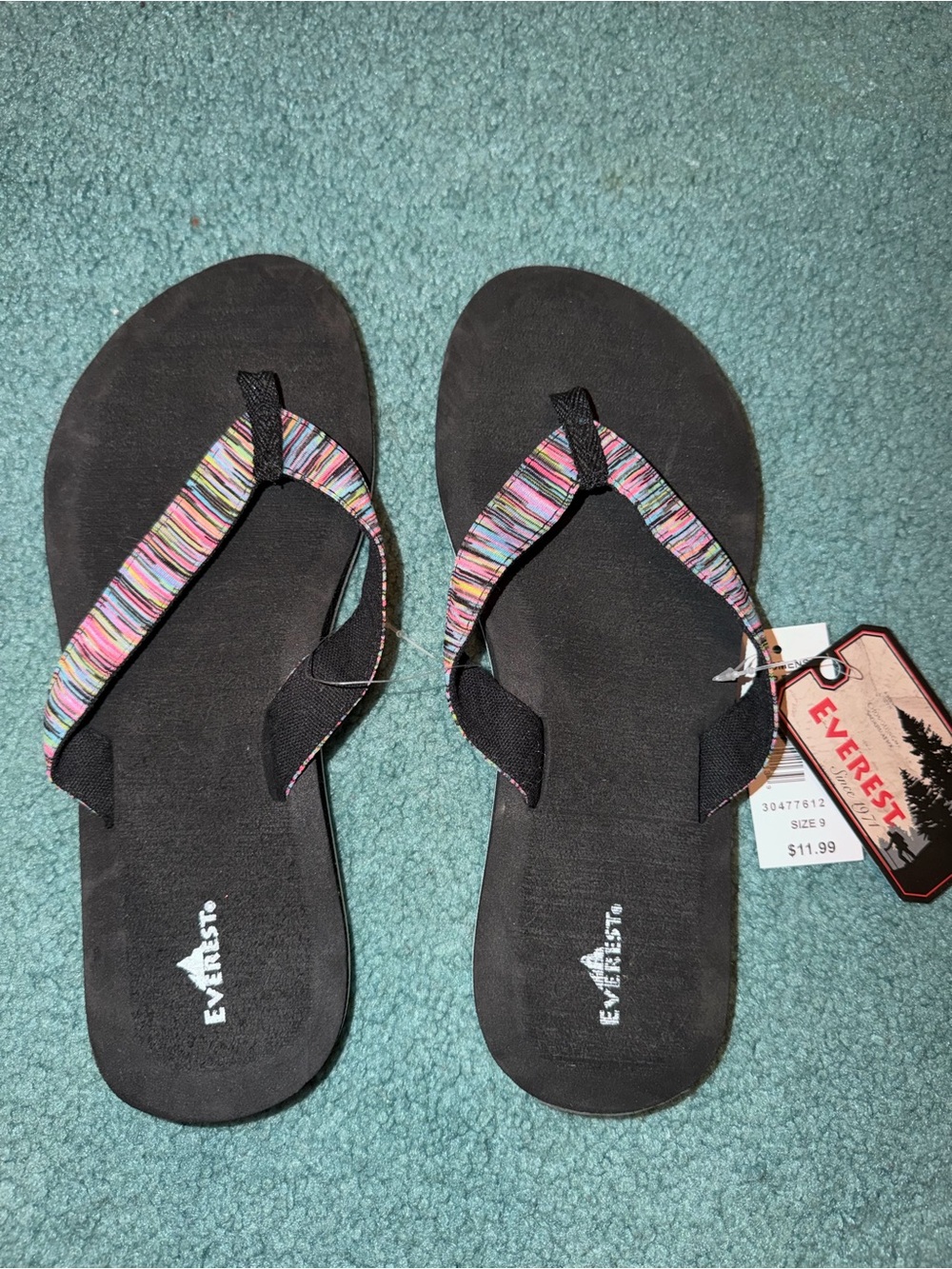 Women's Black/Multicolored Everest Flip Flops!